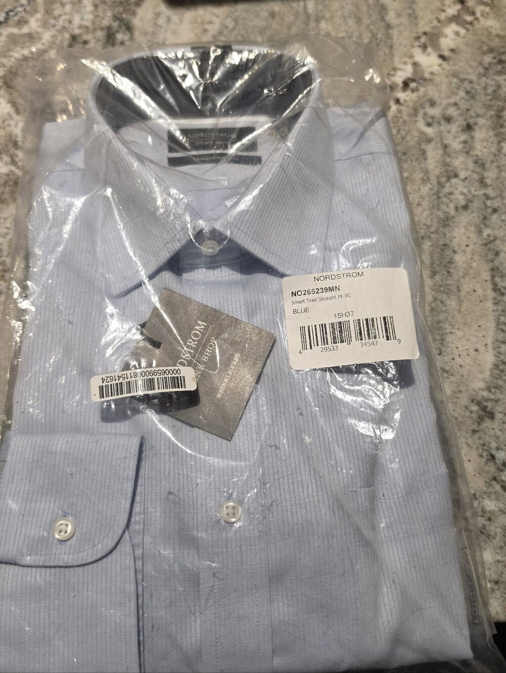 Nordstrom Blue Micro-Stripe Men's Dress Shirt Traditional Fit